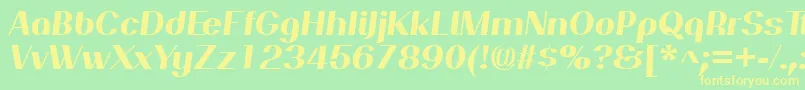 フォントPassionsanspdanHeavyitalic – 黄色の文字が緑の背景にあります