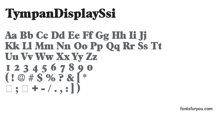 A fonte TympanDisplaySsi – alfabeto, números, caracteres especiais