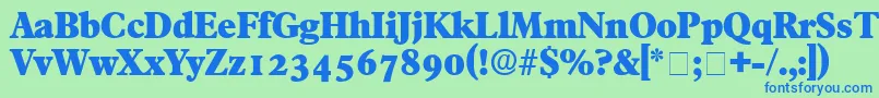 TympanDisplaySsi-Schriftart – Blaue Schriften auf grünem Hintergrund