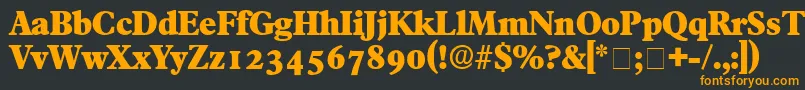 TympanDisplaySsi-Schriftart – Orangefarbene Schriften auf schwarzem Hintergrund
