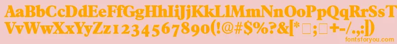 フォントTympanDisplaySsi – オレンジの文字がピンクの背景にあります。