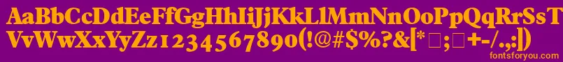 TympanDisplaySsi-Schriftart – Orangefarbene Schriften auf violettem Hintergrund