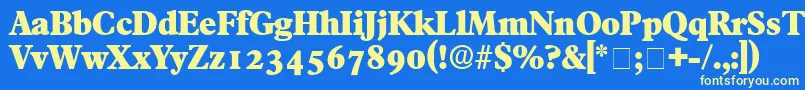 TympanDisplaySsi-Schriftart – Gelbe Schriften auf blauem Hintergrund