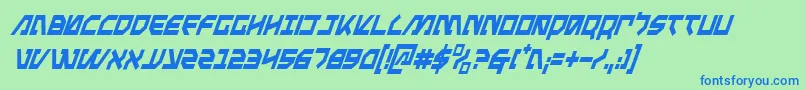 MetalStormCondensedItalic Font – Blue Fonts on Green Background