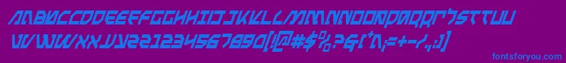 フォントMetalStormCondensedItalic – 紫色の背景に青い文字