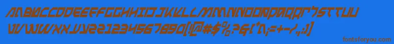 MetalStormCondensedItalic Font – Brown Fonts on Blue Background