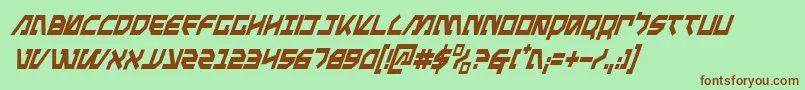 MetalStormCondensedItalic Font – Brown Fonts on Green Background