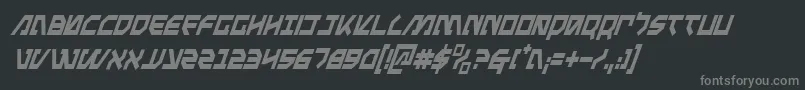 MetalStormCondensedItalic-fontti – harmaat kirjasimet mustalla taustalla