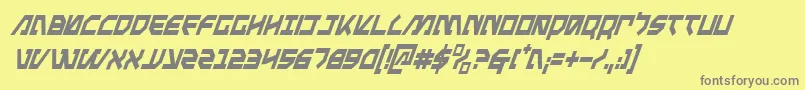 MetalStormCondensedItalic-fontti – harmaat kirjasimet keltaisella taustalla