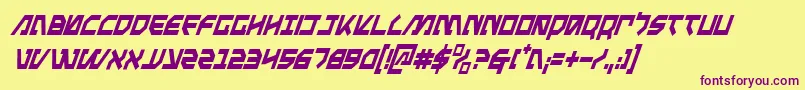 MetalStormCondensedItalic-Schriftart – Violette Schriften auf gelbem Hintergrund