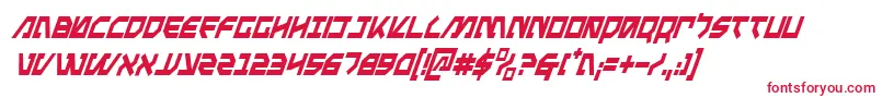 MetalStormCondensedItalic-Schriftart – Rote Schriften auf weißem Hintergrund