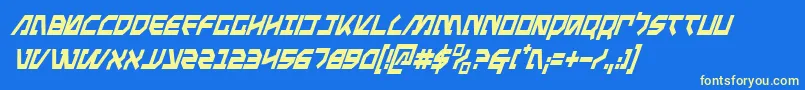 MetalStormCondensedItalic-fontti – keltaiset fontit sinisellä taustalla