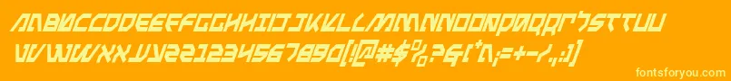Шрифт MetalStormCondensedItalic – жёлтые шрифты на оранжевом фоне