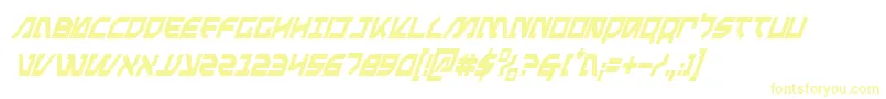 MetalStormCondensedItalic-fontti – keltaiset fontit valkoisella taustalla