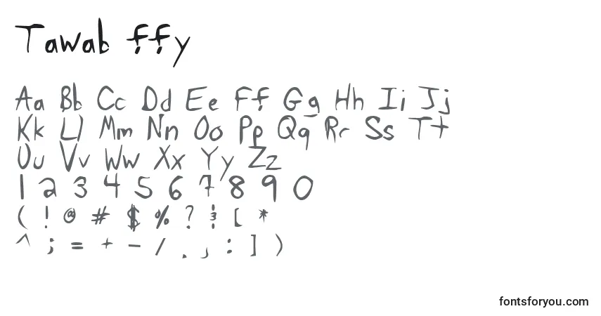 Fuente Tawab ffy - alfabeto, números, caracteres especiales