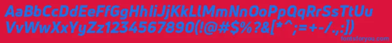 UnineueHeavyitalic Font – Blue Fonts on Red Background