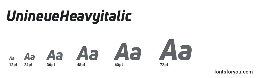 UnineueHeavyitalic Font Sizes