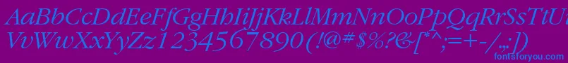 GaramondbttItalic-fontti – siniset fontit violetilla taustalla