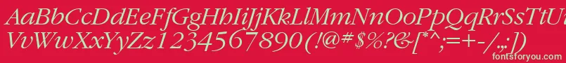 GaramondbttItalic Font – Green Fonts on Red Background