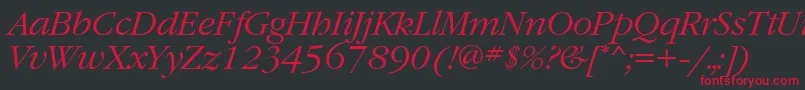 GaramondbttItalic-fontti – punaiset fontit mustalla taustalla