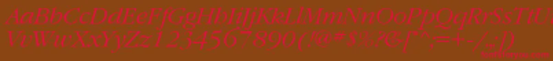 GaramondbttItalic-Schriftart – Rote Schriften auf braunem Hintergrund