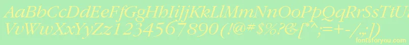 GaramondbttItalic Font – Yellow Fonts on Green Background