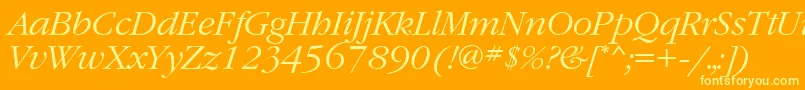 GaramondbttItalic Font – Yellow Fonts on Orange Background