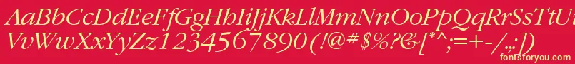 フォントGaramondbttItalic – 黄色の文字、赤い背景