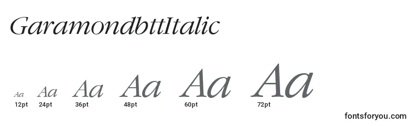 GaramondbttItalic Font Sizes