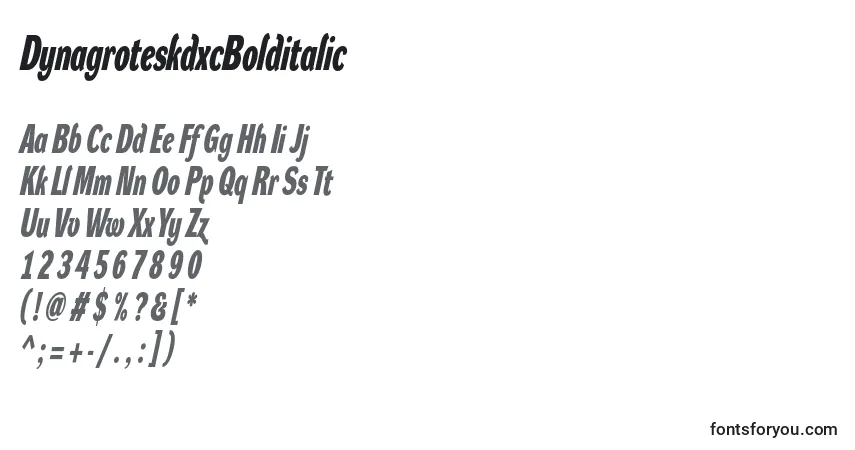 Schriftart DynagroteskdxcBolditalic – Alphabet, Zahlen, spezielle Symbole