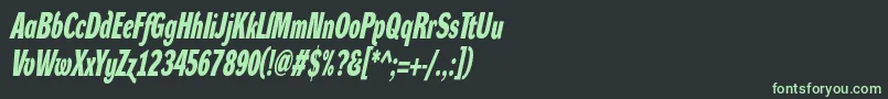 フォントDynagroteskdxcBolditalic – 黒い背景に緑の文字