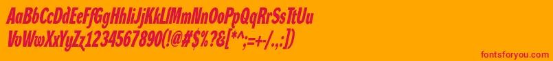 DynagroteskdxcBolditalic Font – Red Fonts on Orange Background