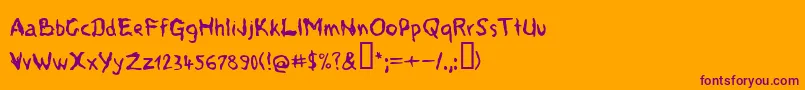 Voods-Schriftart – Violette Schriften auf orangefarbenem Hintergrund