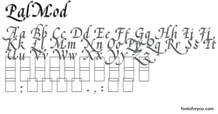 Schriftart PalMod – Alphabet, Zahlen, spezielle Symbole