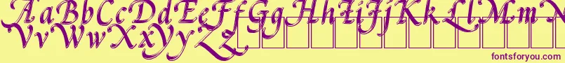 PalMod-Schriftart – Violette Schriften auf gelbem Hintergrund