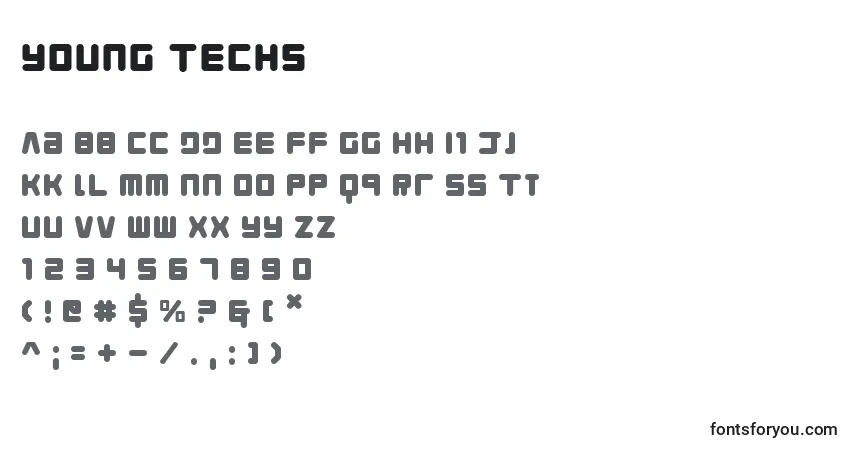 Young Techsフォント–アルファベット、数字、特殊文字