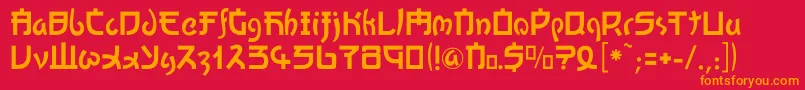 フォントKato – 赤い背景にオレンジの文字