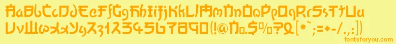 フォントKato – オレンジの文字が黄色の背景にあります。