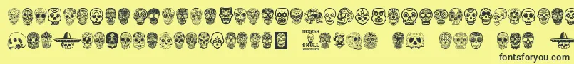 Więcej informacji o czcionce MexicanSkull Czcionka MexicanSkull – czarne czcionki na żółtym tle