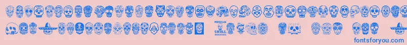 MexicanSkullフォントについての詳細 フォントMexicanSkull – ピンクの背景に青い文字