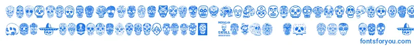 Fonte MexicanSkull – fontes azuis em um fundo branco