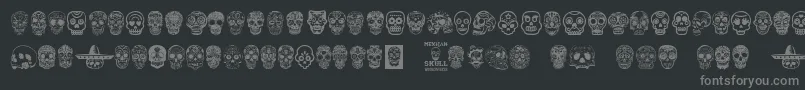 MexicanSkull-fontti – harmaat kirjasimet mustalla taustalla