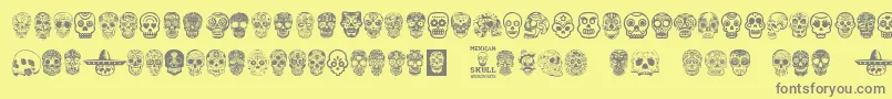 Fonte MexicanSkull – fontes cinzas em um fundo amarelo