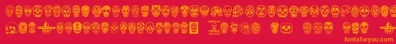 MexicanSkull-Schriftart – Orangefarbene Schriften auf rotem Hintergrund