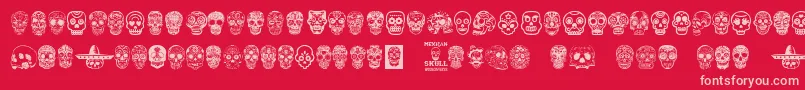 MexicanSkull-fontti – vaaleanpunaiset fontit punaisella taustalla