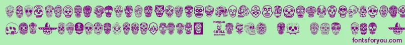 Saiba mais sobre a fonte MexicanSkull Fonte MexicanSkull – fontes roxas em um fundo verde