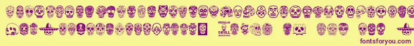 MexicanSkull-fontti – violetit fontit keltaisella taustalla