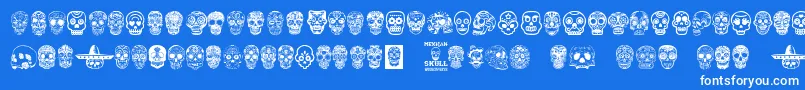 フォントMexicanSkull – 青い背景に白い文字