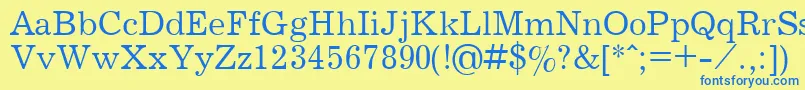 フォントJournpla – 青い文字が黄色の背景にあります。