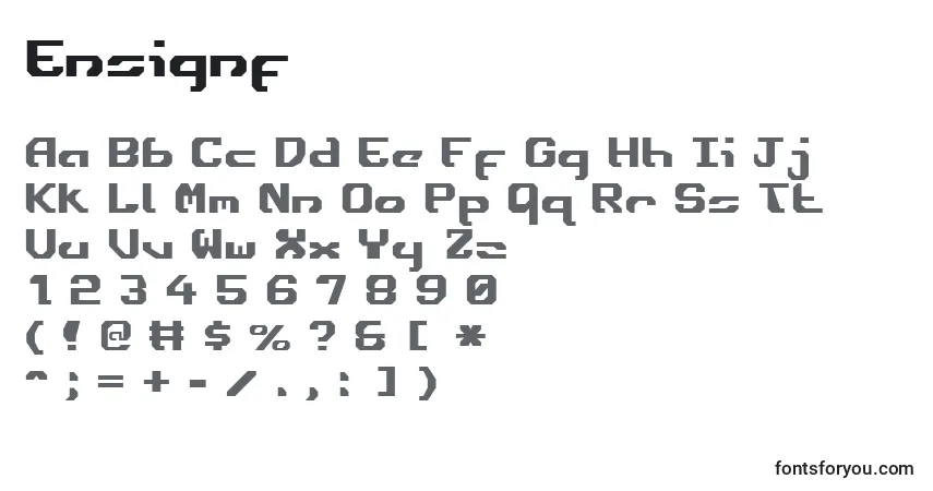 Ensignf-fontti – aakkoset, numerot, erikoismerkit